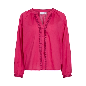 VILA VIKATINKA VNECK LS EMB SHIRT<br>Framboise