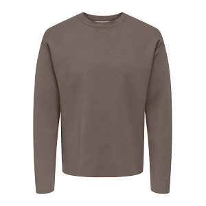 ONLY AND SONS ONSCOOPER RLX LS 12 CREW KNIT<br>Marron