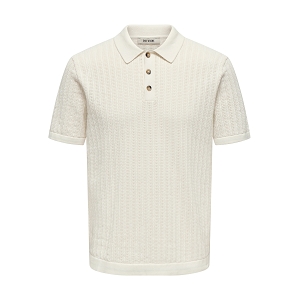 ONLY AND SONS ONSMOON REG 12 SS POLO KNIT NOOS<br>Blanc