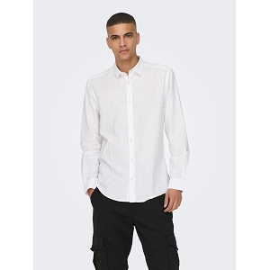 ONLY AND SONS ONSCAIDEN LIFE LS SOLID LINEN BLEND NOOS<br>Blanc Lin