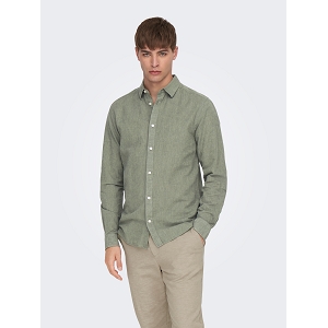 ONLY AND SONS ONSCAIDEN LIFE LS SOLID LINEN BLEND NOOS<br>Kaki Lin