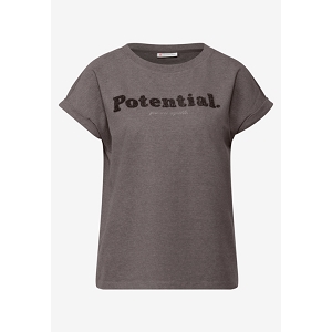 STREET ONE SOFT SHIRT W.BOUCLÉ WORDING<br>Marron