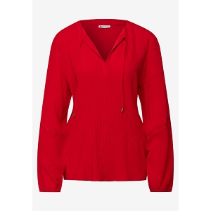 4001232 STRUCTURED TUNIC BLOUSE W TAPEDETAILS:Rouge//