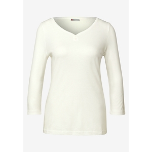 STREET ONE LTD QR BASIC SHIRT W.BUTTON PANEL<br>Blanc