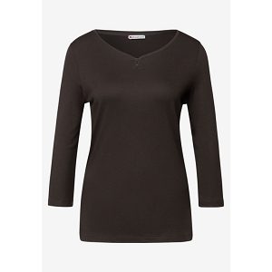 STREET ONE LTD QR BASIC SHIRT W.BUTTON PANEL<br>Marron