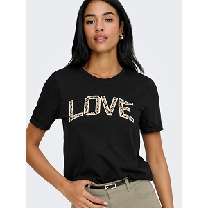 ONLY LEA LIFE SS PRINT TOP BOX CC JRS<br>Noir