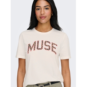 ONLY LEA LIFE SS PRINT TOP BOX CC JRS<br>Blanc