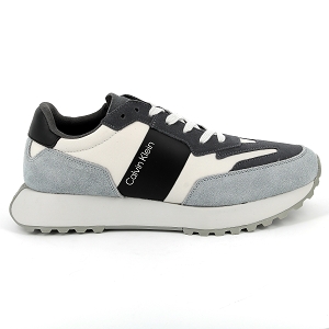 CALVIN KLEIN LOW TOP LACE UP<br>Blanc noir Cuir synthétique