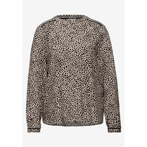 STREET ONE BUTTONED TUNIC BLOUSE W PIPINGDETAILS<br>Marron multi