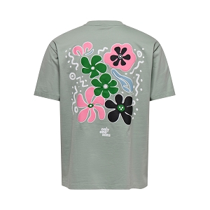 ONLY AND SONS ONSFLEURI LIFE FLOWER RLX SS TEE<br>Vert