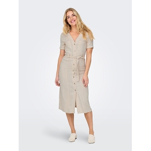 ONLY SIESTA SS LIN BL SHIRT DRESS PNT NOOS<br>Beige Lin