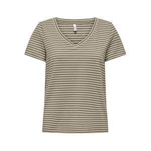 ONLY VENUS SS VNECK SHINE TOP JRS<br>Kaki