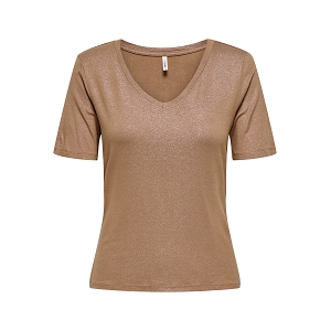 ONLY CARRIE SS VNECK TOP JRS SUD<br>Marron