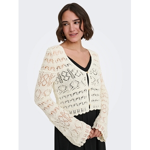 ONLY COLETTE LS VNECK CARDIGAN KNT<br>Ecru Dentelle