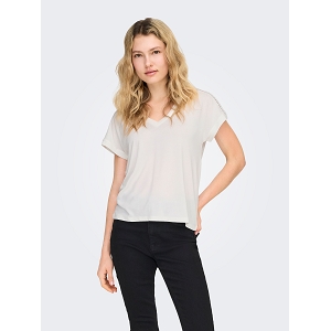 ONLY FREE LIFE SS VNECK LACE TOP JRS<br>Blanc