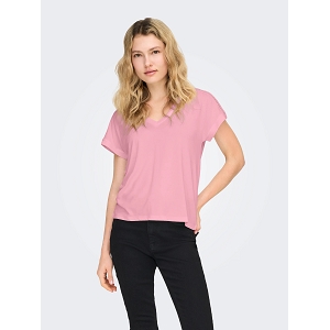 ONLY FREE LIFE SS VNECK LACE TOP JRS<br>Rose