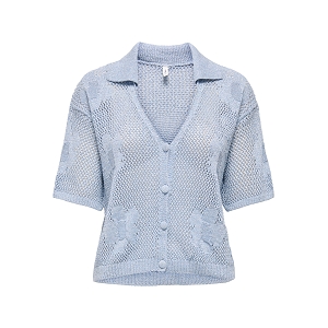 ONLY CELINE LIFE SS GLITTER MESH CARDI KNT<br>Bleu