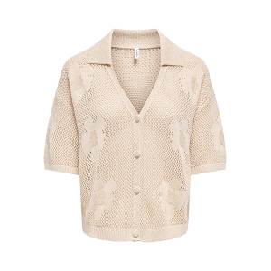 ONLY CELINE LIFE SS GLITTER MESH CARDI KNT<br>Beige