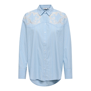 ONLY SUVY LS EMB STRIPE SHIRT WVN CS<br>Bleu multi