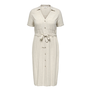 ONLY CARMAKOMA CARSIESTA SS LIN BL SHIRT DRESS PNT NOOS<br>Beige Lin