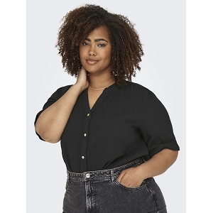 ONLY CARMAKOMA CARTHYRA LIFE SS BUTTON TOP WVN<br>Noir