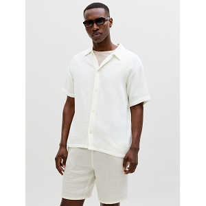 JACK AND JONES JORNANTUCKET DOUBLE CLOTH SHIRT SS EA26<br>Blanc Coton