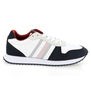 TOMMY HILFIGER RUNNER EVO MIX STITCH<br>Blanc marine Cuir synthétique