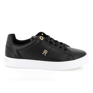 TOMMY HILFIGER ELEVATED ESSENT SNEAKER MONOGRAM<br>Noir blanc Cuir synthétique