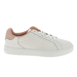 TOMMY HILFIGER ESSENTIAL COURT SNEAKER<br>Blanc rose Cuir synthétique