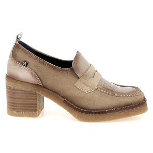 Le carre de la mode Dorking femme d9350 taupe croute de cuir chaussures