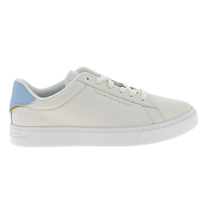 TOMMY HILFIGER ESSENTIAL COURT SNEAKER<br>Blanc bleu Cuir synthétique