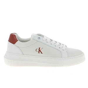 CALVIN KLEIN CHUNKY CUPSOLE LOW MG<br>Blanc orange Cuir lisse