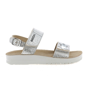 GEOX J SANDAL COSTAREI GI<br>Argent Cuir lisse
