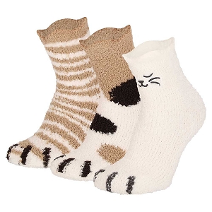  LADIES SOFTY BEDSOCKS<br>Blanc beige  Imprimé