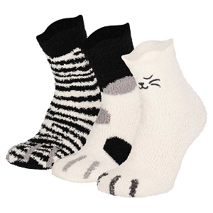  LADIES SOFTY BEDSOCKS<br>Blanc noir  Imprimé