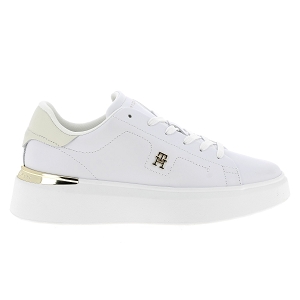 TOMMY HILFIGER TH FASHION COURT SNEAKER<br>Blanc marine Cuir synthétique
