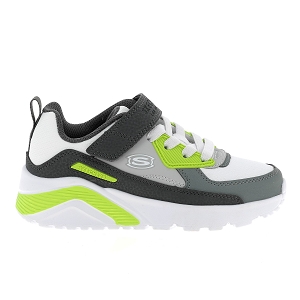 SKECHERS UNO LITE<br>Blanc vert Cuir synthétique