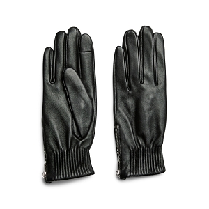 PIECES PCJONNA LEATHER GLOVES FP<br>Noir Cuir lisse