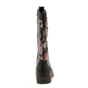Bottes Rieker Femme 94731 En Cuir Et Textile – Motif Floral, Tige 30 Cm – Imperméables RiekerTEX, Talon 3,7 Cm