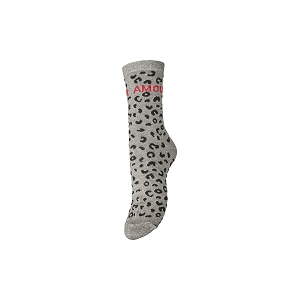 PIECES PCSEBBY LEO STATEMENT LUREX SOCKS FC<br>Gris multi Polyester