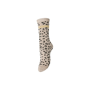 PIECES PCSEBBY LEO STATEMENT LUREX SOCKS FC<br>Beige clair Polyester