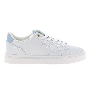 TOMMY HILFIGER TH FEMININE CUPSOLE LEATHER<br>Blanc bleu Cuir synthétique