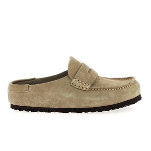 BIRKENSTOCK NAPLES WRAPPED SUÈDE UNISEX<br>Taupe Croute de cuir
