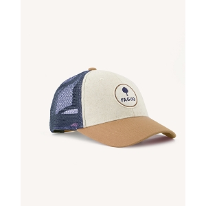 FAGUO TRUCKER CAP HEADS WOVEN<br>Camel Coton