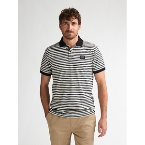  POL904  MEN POLO SHORT SLEEVE<br>Noir blanc  Rayures