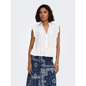 ONLY HENNY SL FRILL BUTTON TOP NOOS WVN<br>Blanc