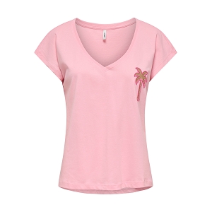 ONLY IMELDA LIFE SS VNECK BEADS TOP CSJRS<br>Rose