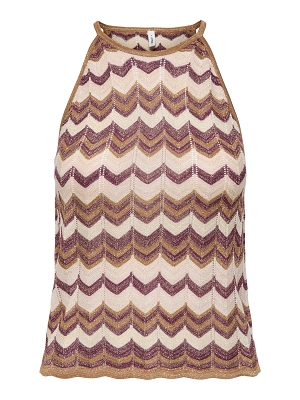 ONLY ASTER SL GLITTER TOP KNT<br>Marron multi