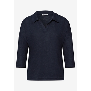  3 LTD QR KNIT LOOK POLO SHIRT<br>Marine  