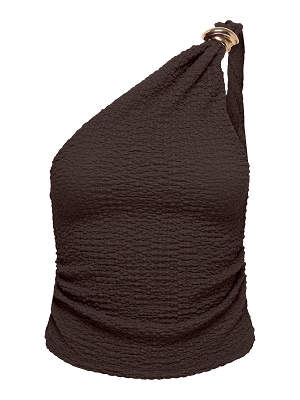ONLY ERIKKA ASSYMETRIC CRINKLE TOP PNT<br>Marron